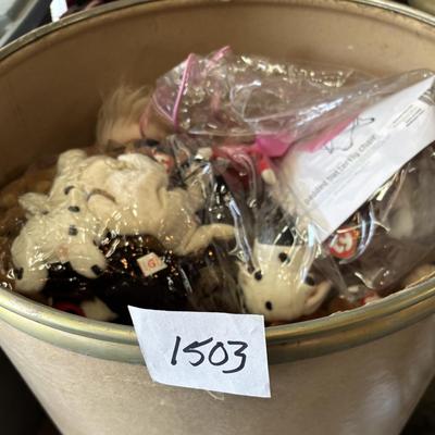 Barrel Full of Vintage Dolls and Ty Animals