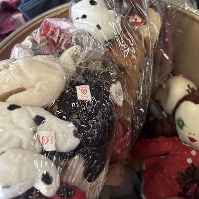 Barrel Full of Vintage Dolls and Ty Animals