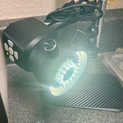 Sale Photo Thumbnail #237: UHM350-11 "Tabletop Digital Microscope with Variable Working Distance and 11" Articulating Arm". This piece also has two LED lighting rings. Tested, appears to be in good working condition.  Looks like it was used very little.