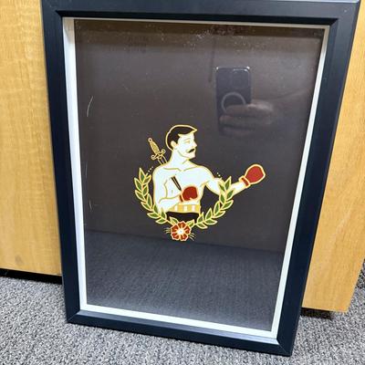 Sale Photo Thumbnail #368: Commonly used boxer image for full-color tattoos. Frame was originally from IKEA, measures approx. 13" x 18". Good condition.