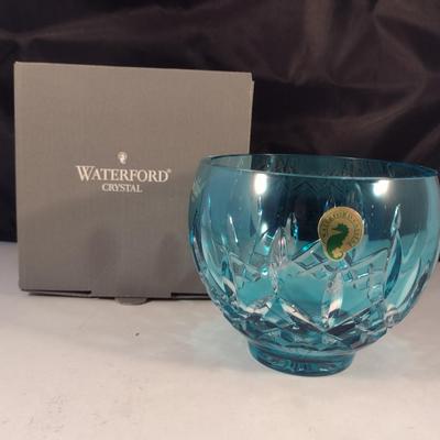 Waterford Crystal Turquoise Nut Bowl- Lismore Pattern