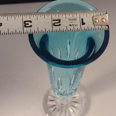 Waterford Crystal Turquoise Bud Vase- Lismore Pattern