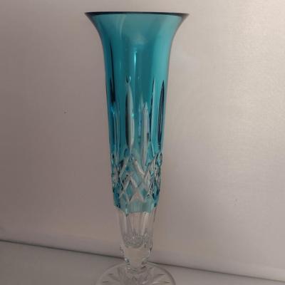 Waterford Crystal Turquoise Bud Vase- Lismore Pattern
