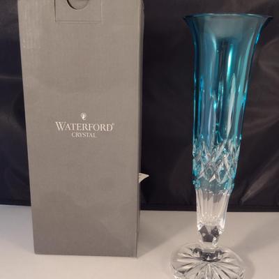Waterford Crystal Turquoise Bud Vase- Lismore Pattern