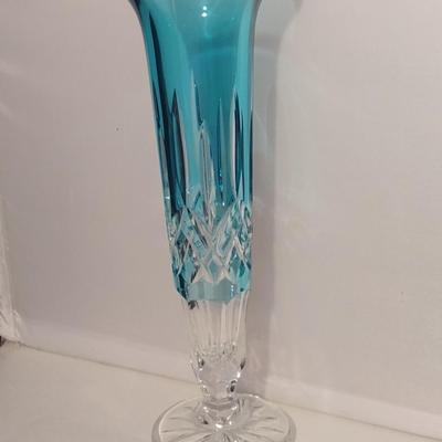 Waterford Crystal Turquoise Bud Vase- Lismore Pattern