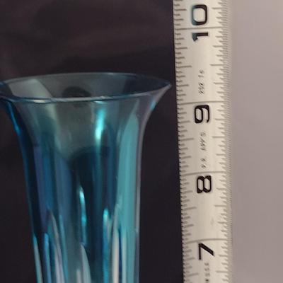 Waterford Crystal Turquoise Bud Vase- Lismore Pattern