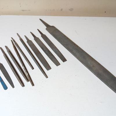 Lot of 11 Assorted Metal Files – Flat, Round, and Needle Types