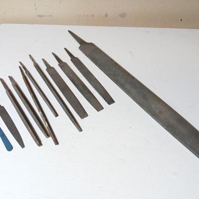 Lot of 11 Assorted Metal Files – Flat, Round, and Needle Types