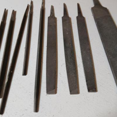 Lot of 11 Assorted Metal Files – Flat, Round, and Needle Types
