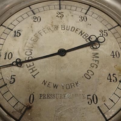Antique Schaeffer & Budenberg Pressure Gauge – New York, Industrial Steampunk Decor