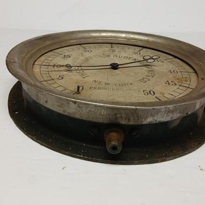 Antique Schaeffer & Budenberg Pressure Gauge – New York, Industrial Steampunk Decor