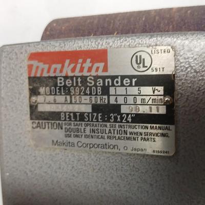 Makita Model 9924DB Heavy-Duty Belt Sander – 3"x24", w/ Dust Bag & Extra Belt