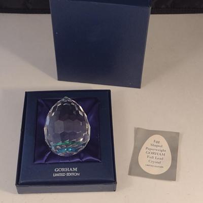 Gorham Crystal Faceted Egg Shaped Paper Weight- Limited Edition 380/2500