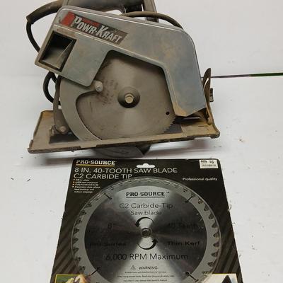 Vintage Wards Powr-Kraft Circular Saw – 7 1/4” Blade + Extra 8" Pro-Source Blade