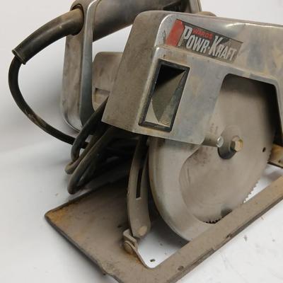 Vintage Wards Powr-Kraft Circular Saw – 7 1/4” Blade + Extra 8" Pro-Source Blade
