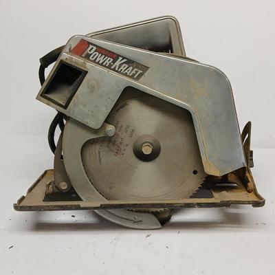 Vintage Wards Powr-Kraft Circular Saw – 7 1/4” Blade + Extra 8" Pro-Source Blade