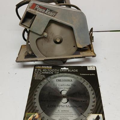 Vintage Wards Powr-Kraft Circular Saw – 7 1/4” Blade + Extra 8" Pro-Source Blade