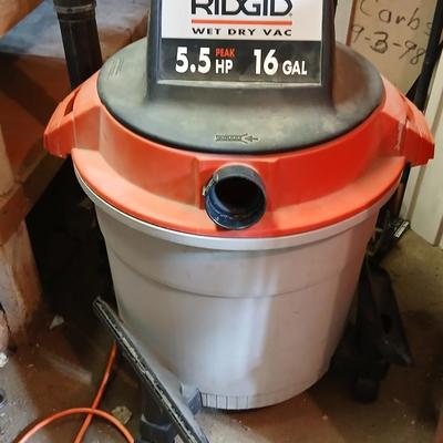 RIDGID Wet/Dry Vac – 5.5 Peak HP, 16-Gallon Capacity w/ Manual, Hose, and several Attachments
