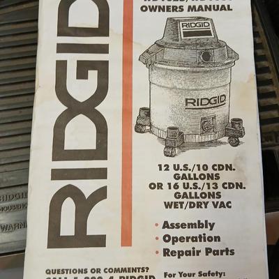 RIDGID Wet/Dry Vac – 5.5 Peak HP, 16-Gallon Capacity w/ Manual, Hose, and several Attachments