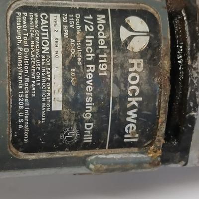 Vintage Rockwell 1/2” Reversing Drill – Model 1191, 750 RPM, Heavy-Duty USA-Made
