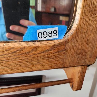 Vintage Oak Vanity Wall Cabinet w Mirror 14x7x23