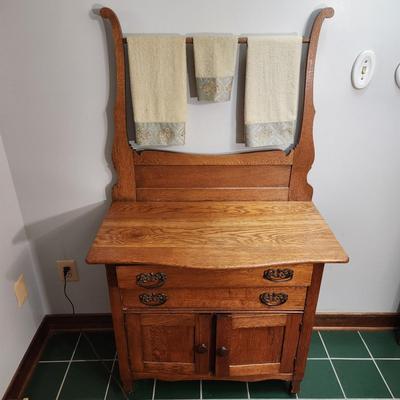 Antique Victorion Style Washstand Dry Sink w Towel Rack