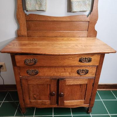 Antique Victorion Style Washstand Dry Sink w Towel Rack