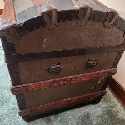 Antique Steamer Dome Top Trunk S.S. Trave Ship