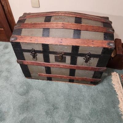 Antique Steamer Dome Top Trunk S.S. Trave Ship