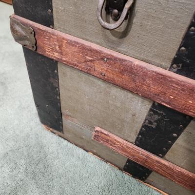Antique Steamer Dome Top Trunk S.S. Trave Ship
