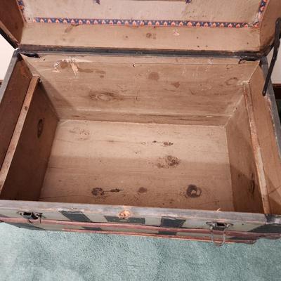 Antique Steamer Dome Top Trunk S.S. Trave Ship