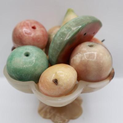 Vintage Onyx Fruit Set in Footed Bowl