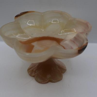 Vintage Onyx Fruit Set in Footed Bowl