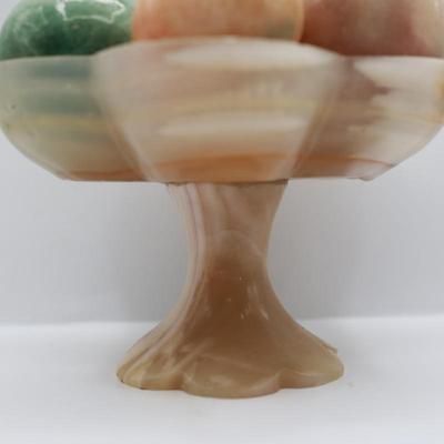Vintage Onyx Fruit Set in Footed Bowl