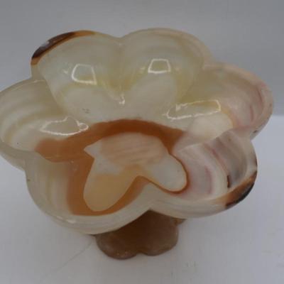 Vintage Onyx Fruit Set in Footed Bowl