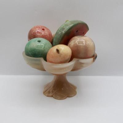 Vintage Onyx Fruit Set in Footed Bowl