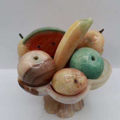 Vintage Onyx Fruit Set in Footed Bowl