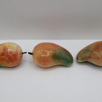 Vintage Onyx Fruit Set in Footed Bowl