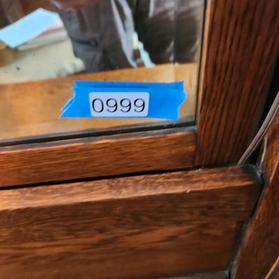Antique Oak Victorian Side by Side Dresser w Beveled Mirror 44x21x77