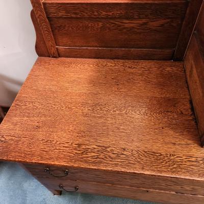 Antique Oak Victorian Side by Side Dresser w Beveled Mirror 44x21x77