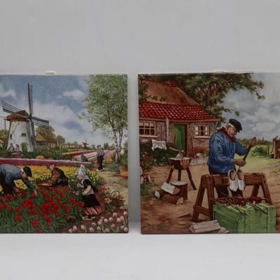 Vintage Hand Decorated Royal Ceramic Art Tiles (3)