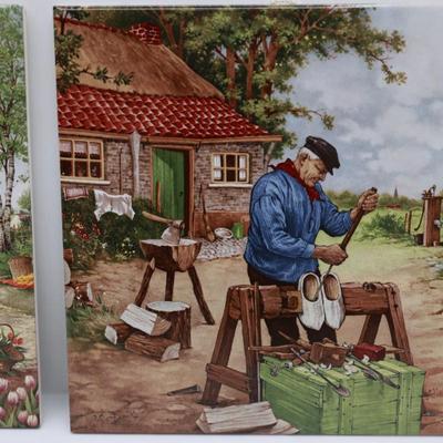 Vintage Hand Decorated Royal Ceramic Art Tiles (3)