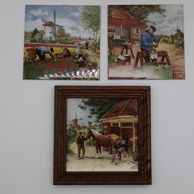Vintage Hand Decorated Royal Ceramic Art Tiles (3)