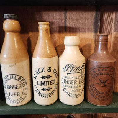 Lot of 8 Vintage Stoneware Beer Bottles Ginger Beer London England lot 83