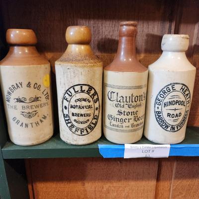 Lot of 8 Vintage Stoneware Beer Bottles Ginger Beer London England lot 83