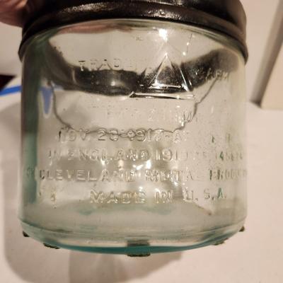 Vintage Cleveland Metal Product Glass Kerosene Jug