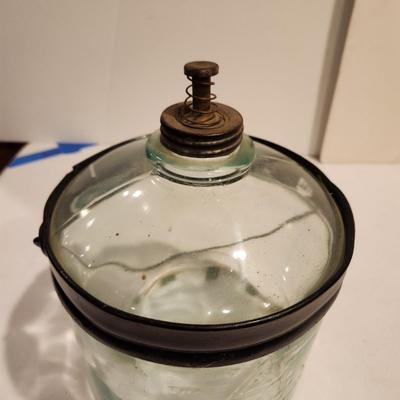 Vintage Cleveland Metal Product Glass Kerosene Jug