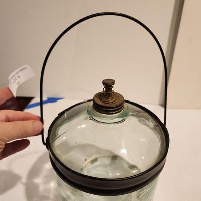Vintage Cleveland Metal Product Glass Kerosene Jug
