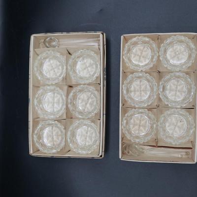 Vintage Czech Bohemia Glass Salt Dips & Spoons w/ Boxes
