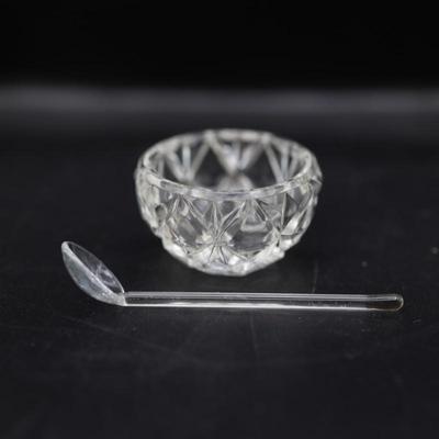 Vintage Czech Bohemia Glass Salt Dips & Spoons w/ Boxes
